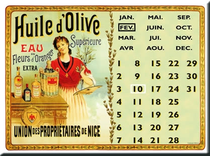 Μεταλλική Αφίσα- Ημερολόγιο Huile Olive